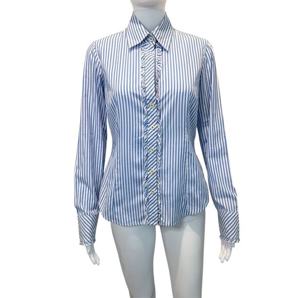 NWOT Lilly Pulitzer‎ Jonni Ruffle Striped Button Down Top - Picture 1 of 7